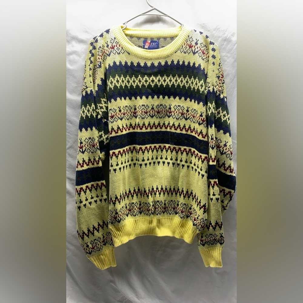 Vtg 90s ITC Grandpa Fair Isle Slouchy Sweater XXL NWT - Picture 5 of 5